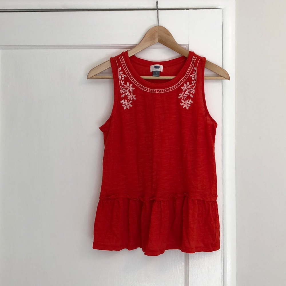 Old navy poppy red peplum shirt